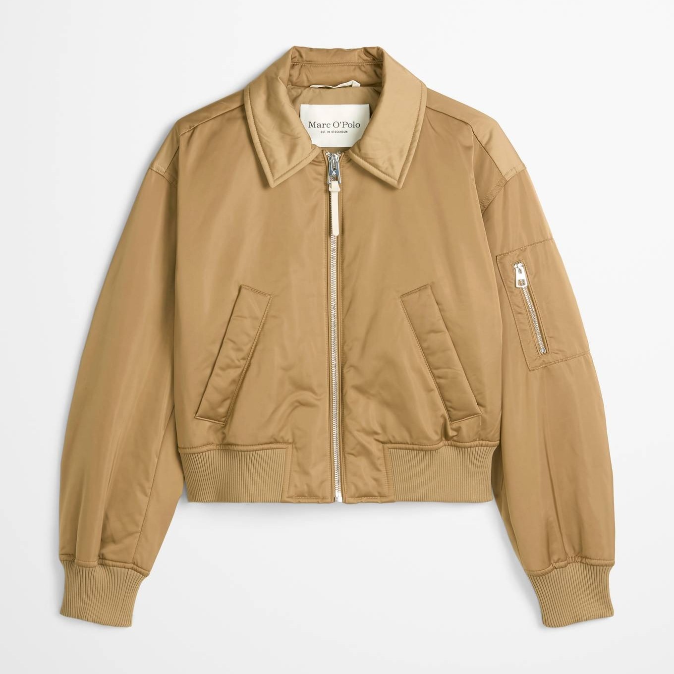 Blusón regular estilo aviador de sarga de poliéster reciclado