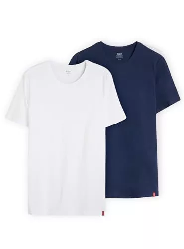 Levi's Slim 2-pack Crewneck Tee Camiseta, Dress Blues/ White, XS Hombre