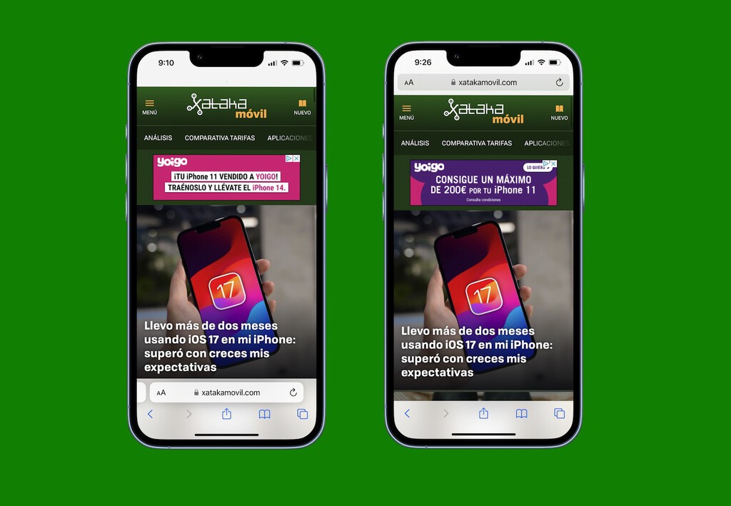 No me gusta que la barra de navegación de Safari ahora esté abajo: así la he devuelto a la zona superior 