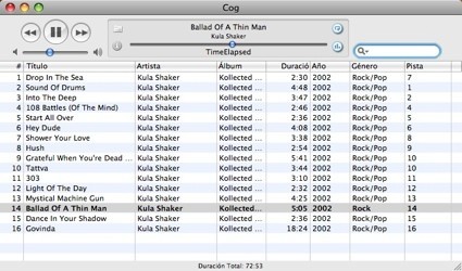 Cog, un reproductor sencillo y gratuito para OS X