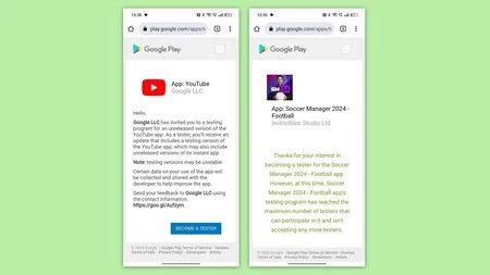 これは、ベータ版が利用可能なアプリとベータ版が存在しないアプリがどのように表示されるかです。他の画面が表示された場合は、URL に間違った内容を入力したことが原因です。