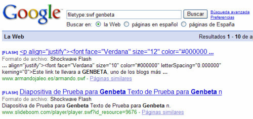 Contenidos Flash en Google