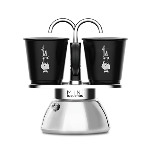 Bialetti Mini Express Induction, cafetera de inducción, 2 tazas (100 ml), apta para todo tipo de fuegos, negra