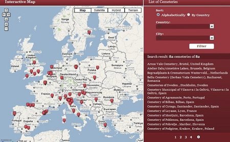 Mapa interactivo de los cementerios europeos ideales para visitar