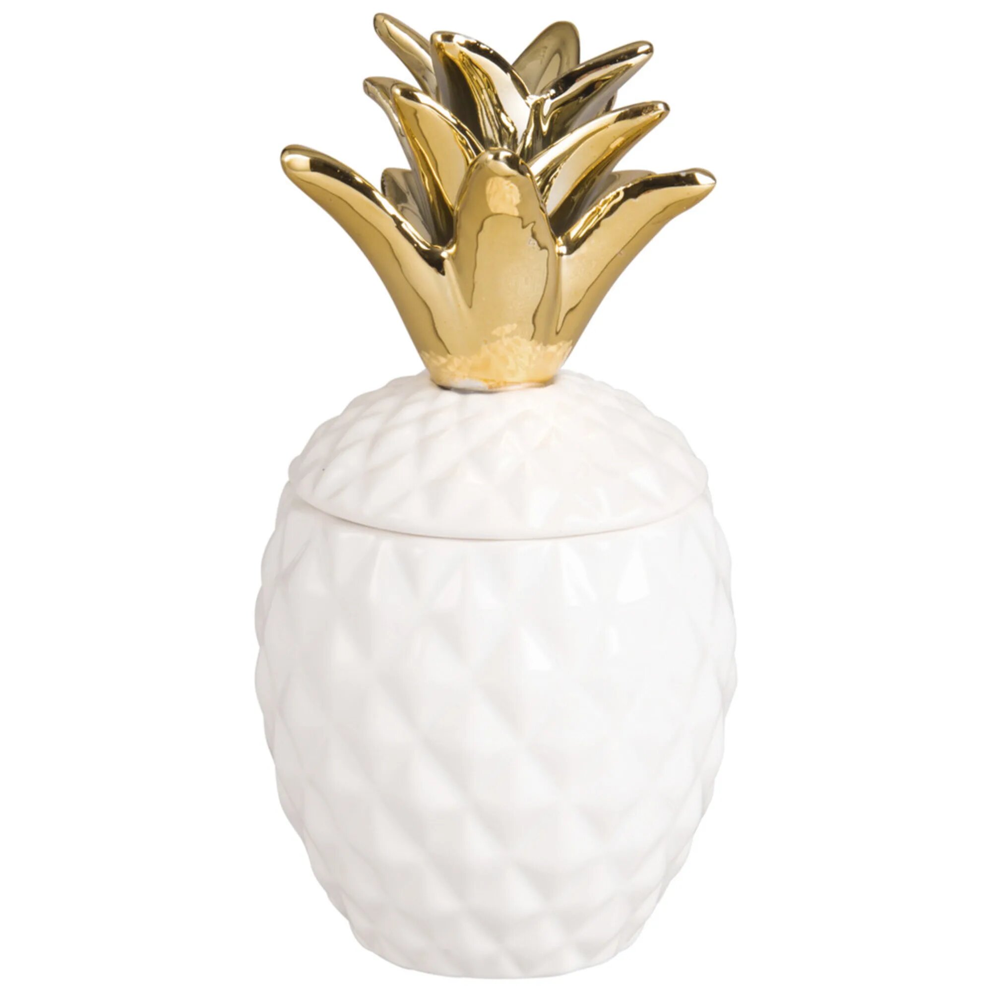 Vela con forma de piña en tarro de cerámica blanca