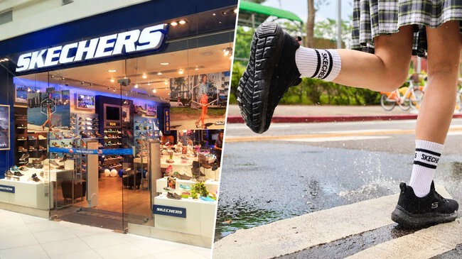 Tienda Skechers Y Pisada Bajo La Lluvia
