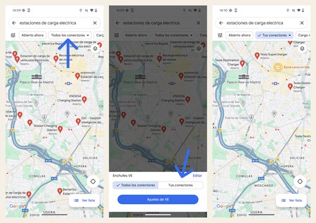 当社の電気自動車のコネクタタイプと互換性のある充電ステーションを検索する方法を示すスクリーンショット