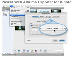 Picasa Web Albums, opciones de subida para Mac