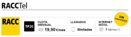 RACCTel también ofrecerá la tarifa ilimitada con 1 GB por 19.90 euros