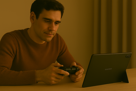 jugando con tablet Samsung
