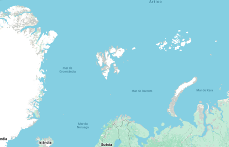 Svalbard ao centro do mapa