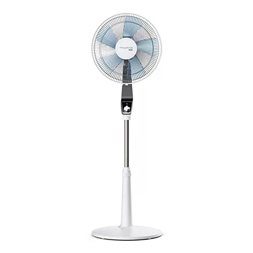 Rowenta Turbo Silence Extreme, Ventilador de Pie 40 cm, Extremadamente silencioso, Modo Silent Night y Turbo Boost, Oscilación y orientación automática, Altura ajustable, Moderno, Color Blanco VU5640
