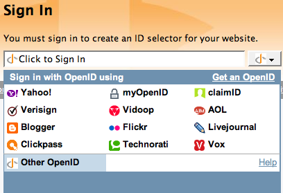 OpenID Selector, widget para OpenID