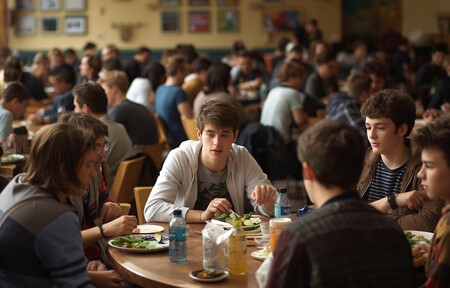 Comedor De Una Universidad Con Estudiantes