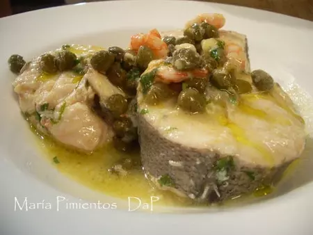 Merluza en su salsa con alcaparras. Receta