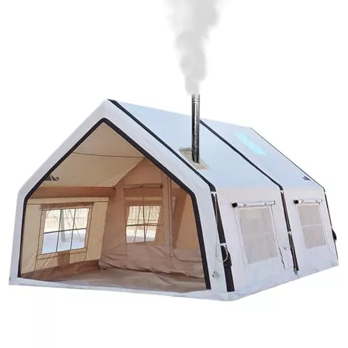 Tienda de campaña familiar de lujo con zonas de estar y dormir separadas, diseño desplegable impermeable para uso en todas las estaciones