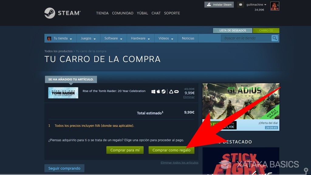 Steam cómo regalar un juego