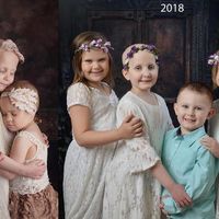 Cuatro años después, tres niñas y un niño recrean una foto viral que representa la lucha contra el cáncer 