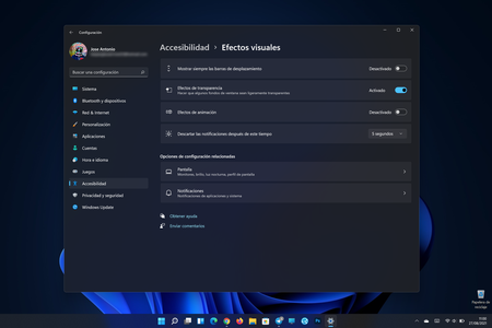 Cómo desactivar las animaciones y las transparencias de Windows 11 para ahorrar en RAM y recursos