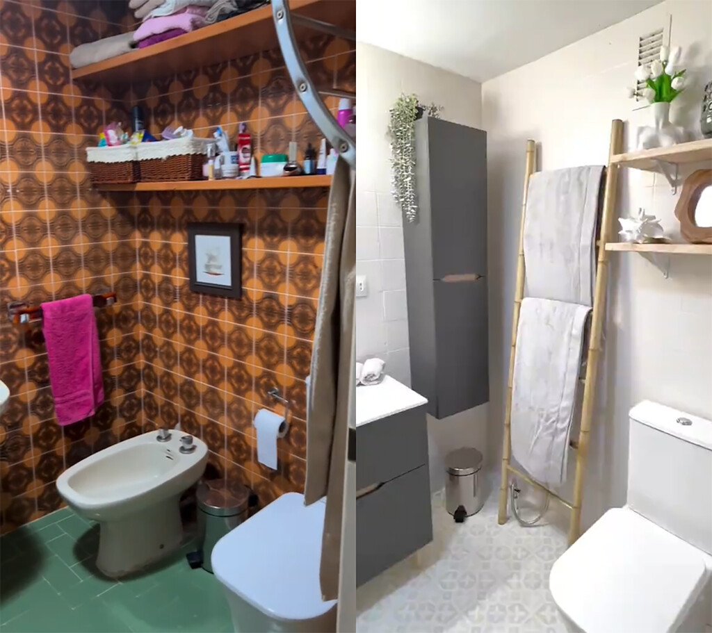 De baño de los 70 a uno moderno: lo ha logrado ella sola, sin obras ni albañiles 