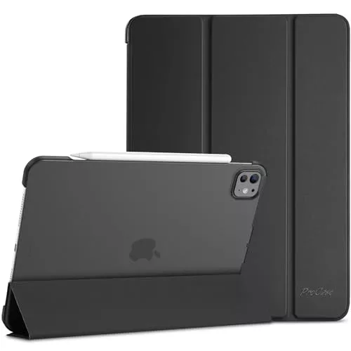 ProCase Funda iPad Pro 11 Pulgadas (M5/M4) 2025/2024, iPad Pro 11" 6.ª/5.ª Generación,Carcasa Slim Soporte Caparazón Trasera Dura Inteligente con Auto-Sueño/Estela 2025/2024 -Negro