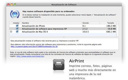 ¿Actualización de Mac OS X 10.6.5 sin AirPrint? No para todos