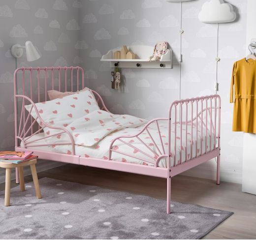 MINNEN
Estruc cama extens+somier láminas, rosa claro 80x200 cm