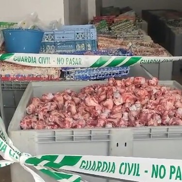 La Guardia Civil interviene más de 30 toneladas de carne blanqueada con agua oxigenada industrial en Benaoján (Málaga) 