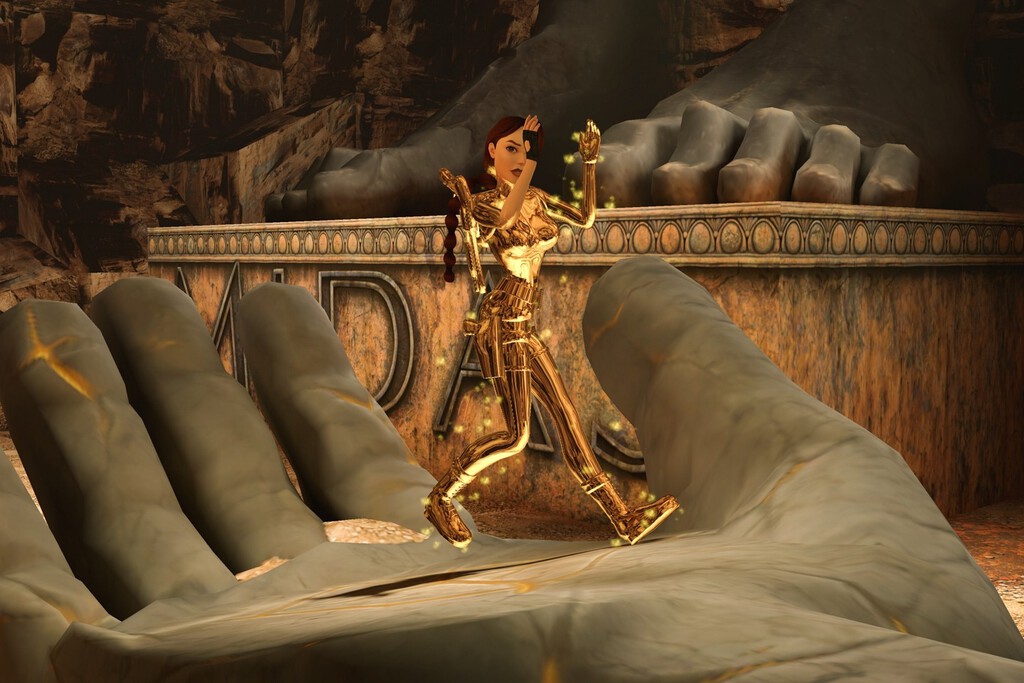 Que Lara Croft se iba a convertir en oro al tocar la mano de Midas era evidente, pero lo curioso es saber cuánto vale la arqueóloga dorada