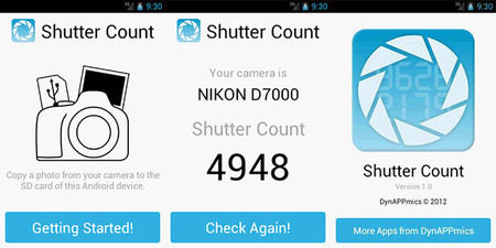 Comprueba el número de disparos de tu cámara con Shutter Count para Android