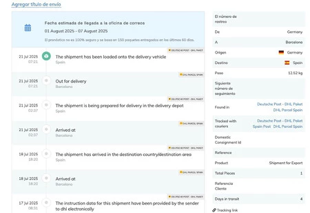 Seguimiento en Parcels a través de la web