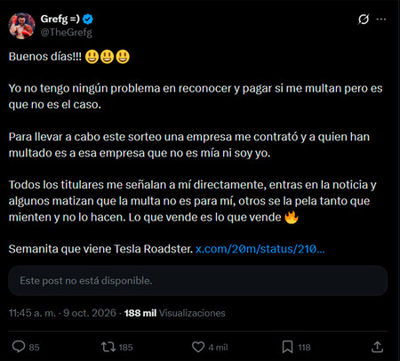 TheGrefg en X Multazo por su sorteo
