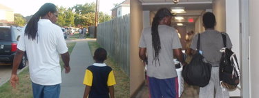 El tiempo vuela: estas emotivas fotos de padre e hijo el primer día de clases nos lo demuestran