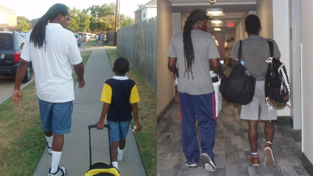 El tiempo vuela: estas emotivas fotos de padre e hijo el primer día de clases nos lo demuestran
