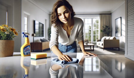 Persona limpiando una mesa