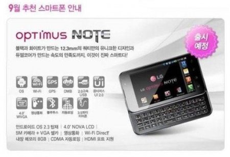 LG Optimus Note, teclado QWERTY para un teléfono de última generación