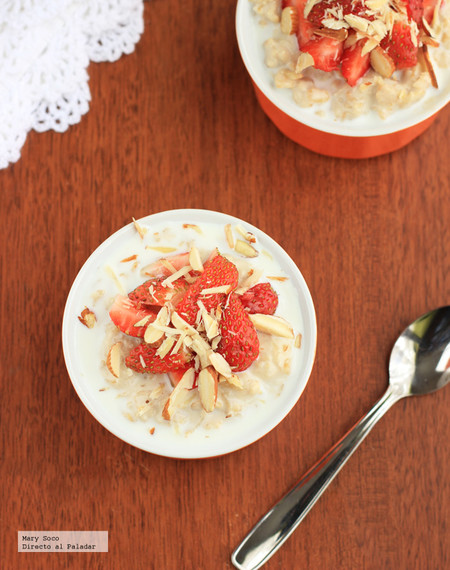 Avena con coco y fresas. Receta