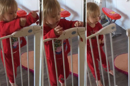 La increíble habilidad de una niña de dos años para abrir una barrera de seguridad... ¡con un collar!