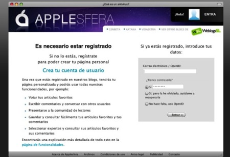 Registrarse en Applesfera, mucho más fácil y rápido