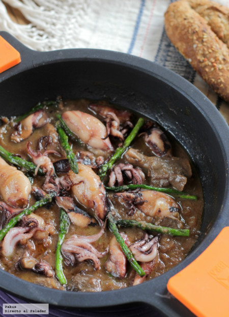 Receta de chipirones con trigueros y setas