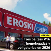 Eroski vende tres balizas V16 homologadas y perfectas para evitar las multas de la DGT a partir del próximo 1 de enero