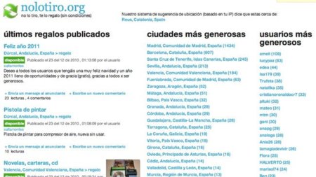 Nolotiro, portal para regalar rápidamente aquello que no necesitemos y nos dé pena tirar