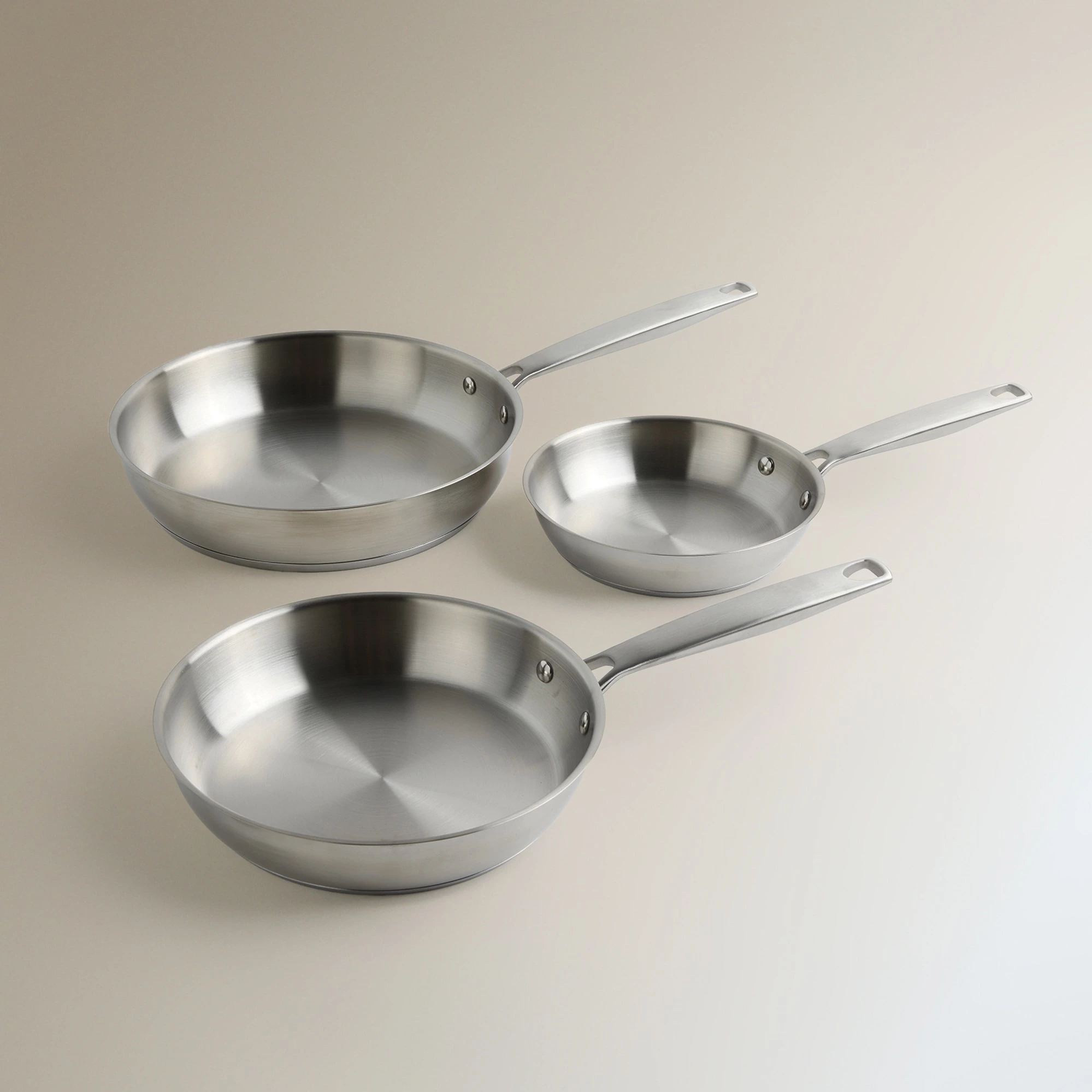 Set de 3 sartenes de acero inoxidable sin antiadherente Smart Acero