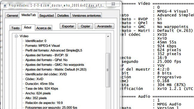 MediaTab nos pone información avanzada de audio y vídeo integrada en Windows