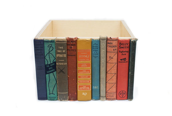 Almacenaje oculto tras lomos de libros