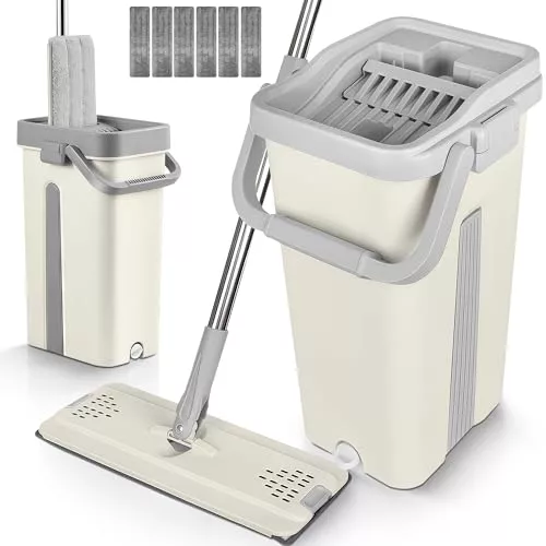 JUPPLIES Mopa Fregona con Cubo Escurridor Doble Compartimento 7,5 L 