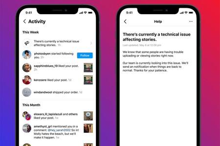 Instagram te avisará si se ha caído o estás a punto de ser baneado desde su aplicación