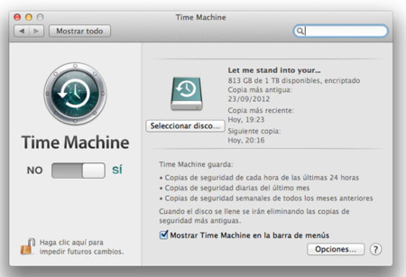 Panel de Time Machine