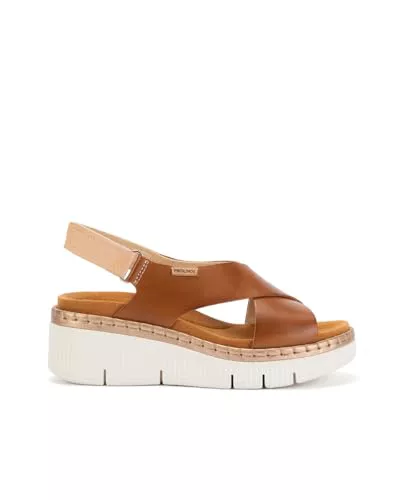 Pikolinos Gomera Sandalias Cuña Mujer | en Cuero | Extraligero | Marrón