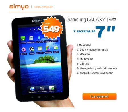Samsung Galaxy Tab disponible con Simyo sin permanencia y tarifas en promoción